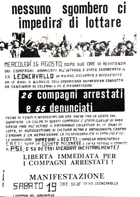 Nessuno sgombero ci impedira di lottare
