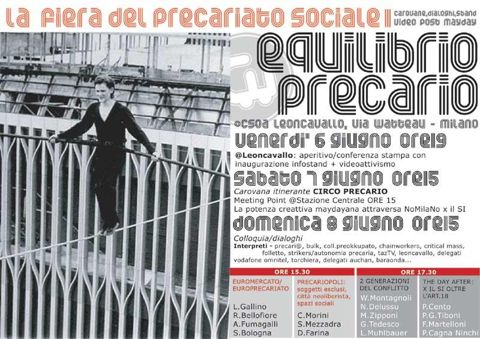 Equilibrio precario fiera del precariato sociale